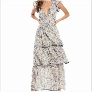 HAPPY X NATURE Purple Floral Kate Hudson
Drift Tiered Maxi Boho Cottagecore